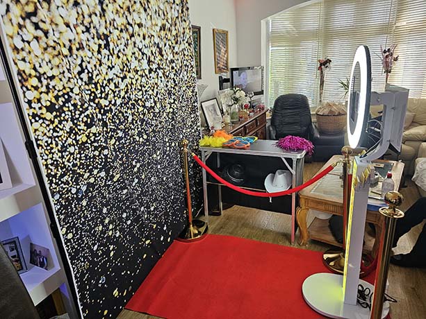 Modern Pod Selfie Booth, VIP package and backdrop